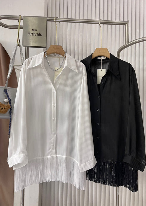 MATINEE Fringe-hem Collar Down Shirts